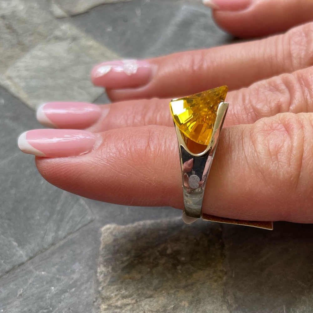 Crystal sterling silver ring